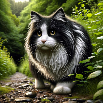 Domestic Long Hair Black And White - Complete Breed Guide, Care, Adoption & Health Tips Information and Pictures