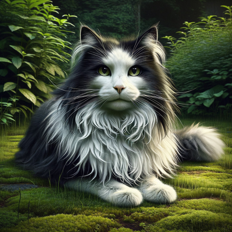 Domestic Long Hair Black And White - Complete Breed Guide, Care, Adoption & Health Tips Information and Pictures