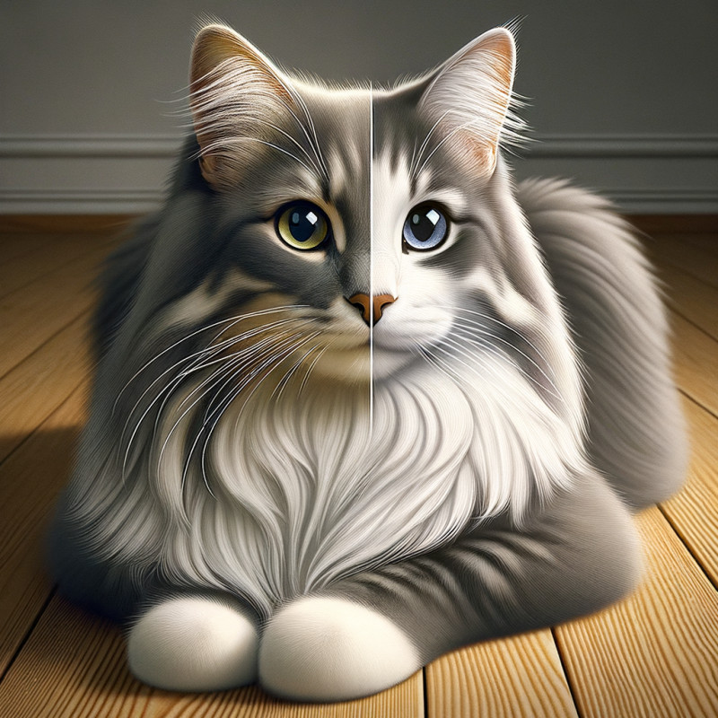 Domestic Long Hair Gray And White Cat Breed Information and Pictures