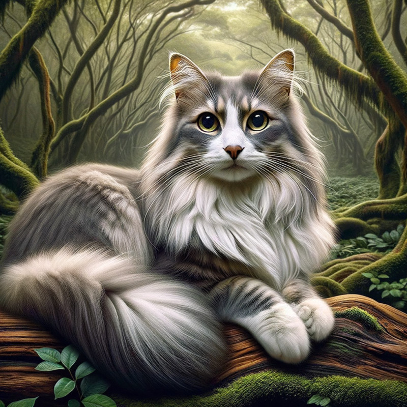 Domestic Long Hair Gray And White Cat Breed Information and Pictures