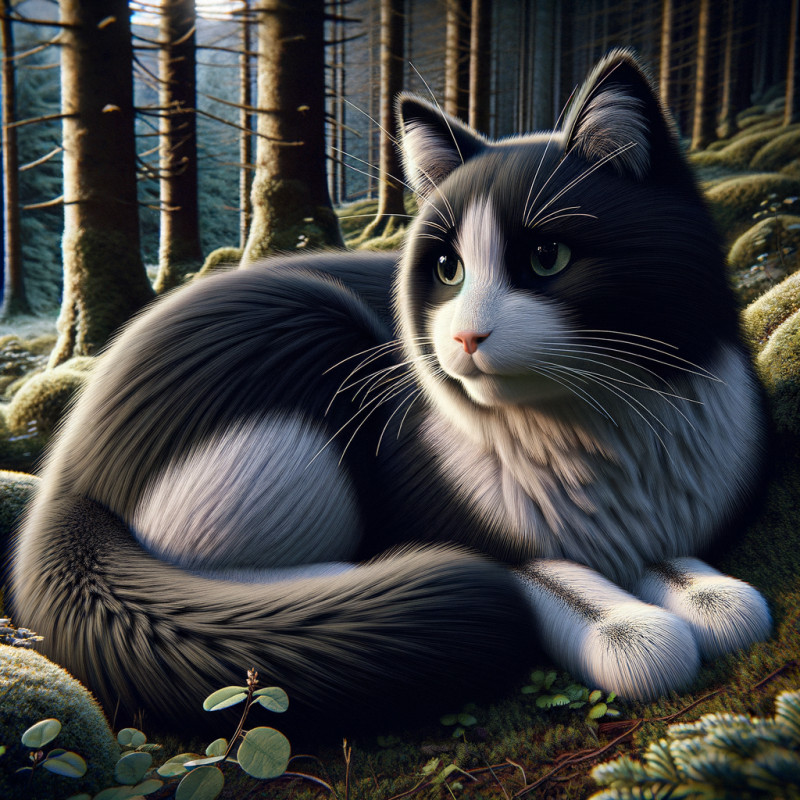 Domestic Medium Hair Black And White - Complete Breed Guide, Care, Adoption & Health Tips Information and Pictures