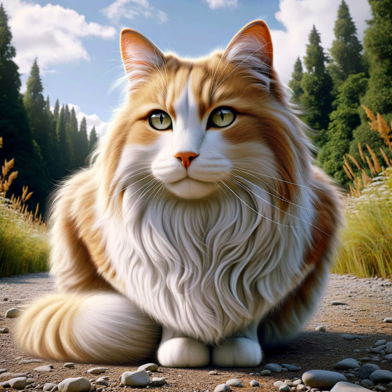 Domestic Medium Hair Buff And White - Complete Breed Guide, Care, Adoption & Health Tips Information and Pictures