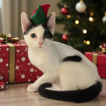 Rescue Tuxedo Cats for Adoption in Hillsboro, Texas - Lu’lemon — The Christmas Pixie With Pep And Pizzazz! | PetCurious