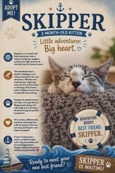 Skipper -  Domestic Short Hair Cat for Adoption in Shrewsbury, Massachusetts - Skipper | PetCurious