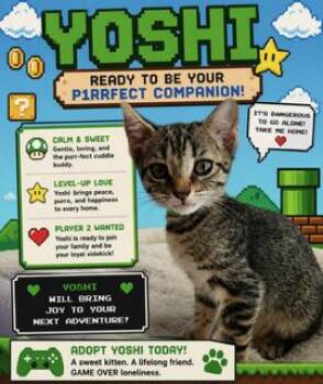 Yoshi -  Domestic Short Hair and Tabby Cat for Adoption in Ruskin, Florida - Yoshi | PetCurious